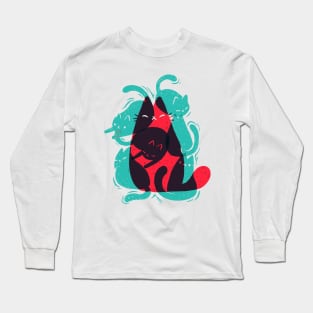 Cat shapes - Funny Cute Kitty - Modern Art Long Sleeve T-Shirt